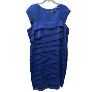 Womens Dress Size 18W Navy Blue Formal Textured Bodycon Flattering Prom Wedding